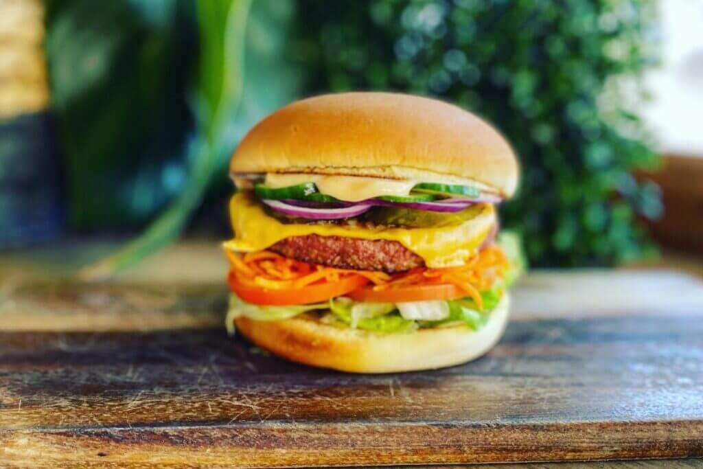 Veggie burger with cheese