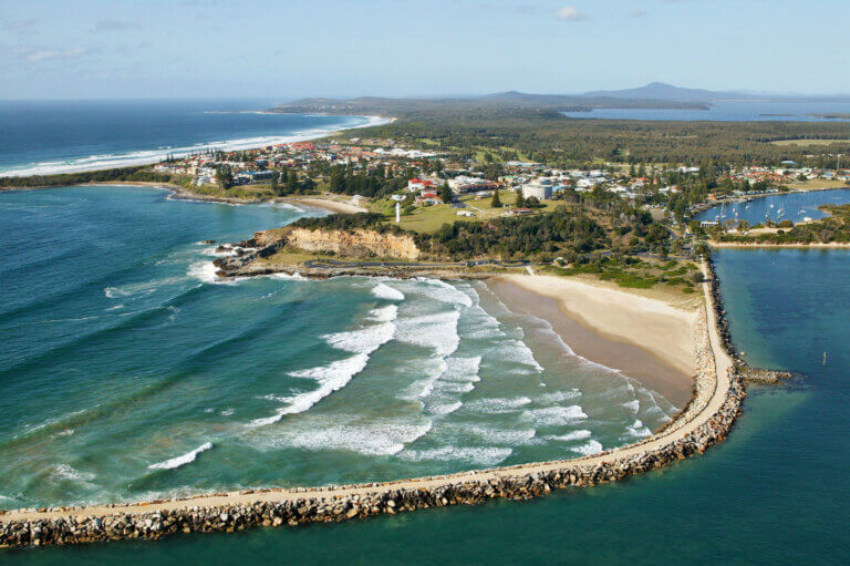 This is an aerial view of Yamba, NSW, Australia