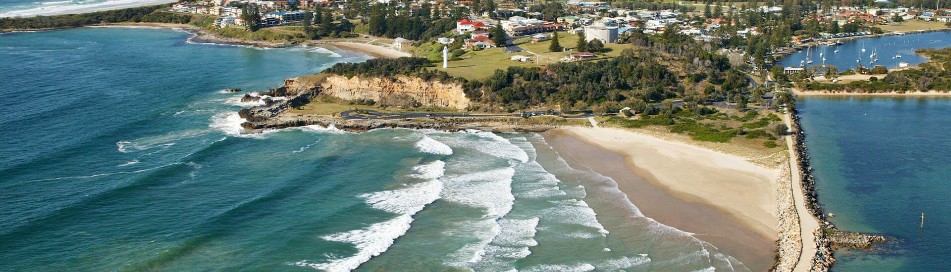 This is an aerial view of Yamba, NSW, Australia